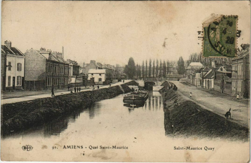 Carte postale ancienne Amiens Quai Saint-Maurice à Amiens