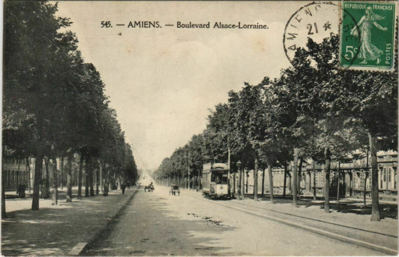 Carte postale ancienne Amiens Boulevard Alsace-Lorraine à Amiens