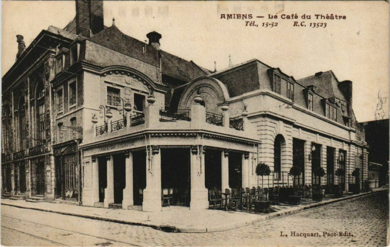 Carte postale ancienne Amiens Café du Théatre à Amiens