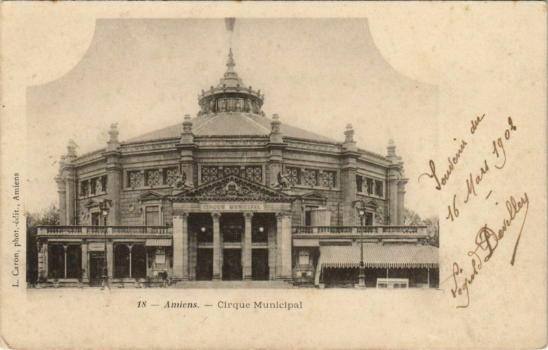 Carte postale ancienne Amiens Cirque Municipal à Amiens