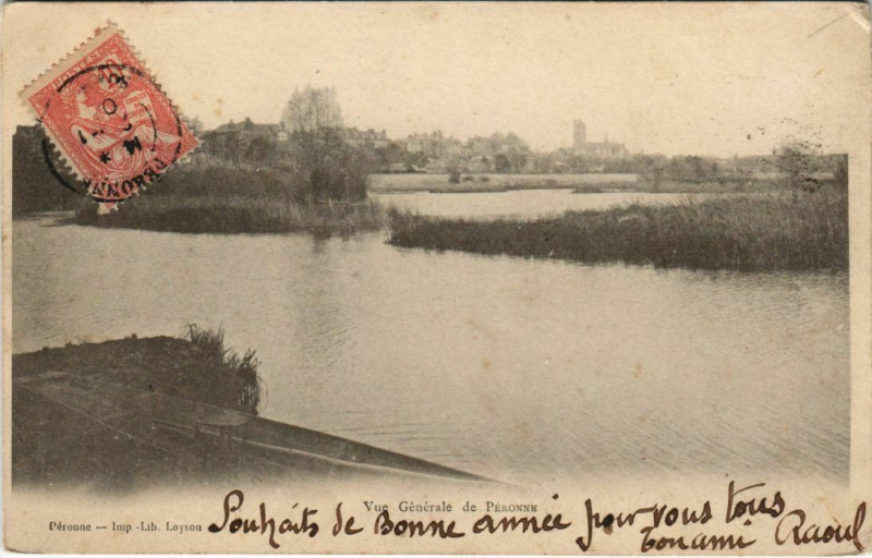 Carte postale ancienne Peronne vue générale à Péronne