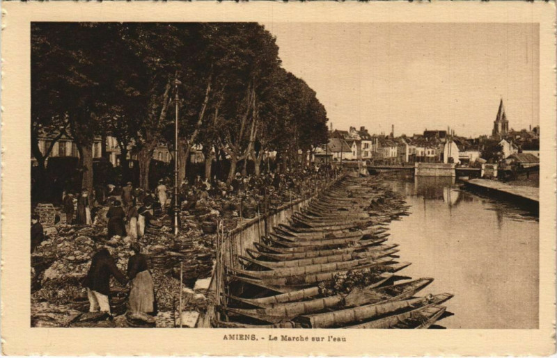 Carte postale ancienne Amiens Marché sur l'eau à Amiens