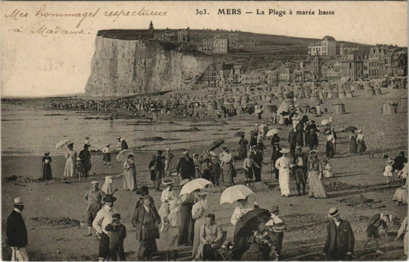 Carte postale ancienne Mers-les-Bains La Plage a marée basse à Mers-les-Bains