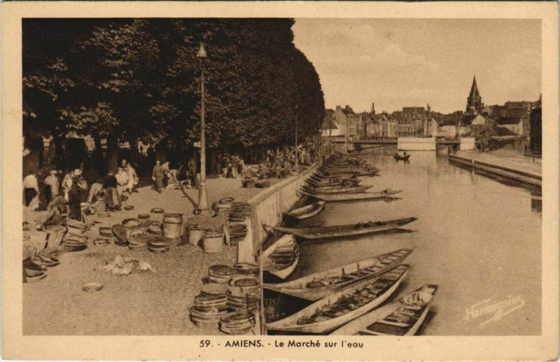 Carte postale ancienne Amiens Marché sur l'eau à Amiens