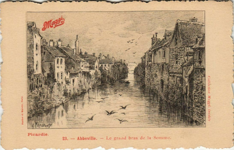 Carte postale ancienne Abbeville Grand bras de la Somme à Abbeville
