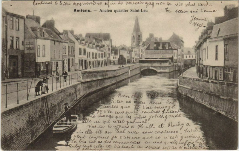 Carte postale ancienne Amiens Ancien quartier Saint-Leu à Amiens