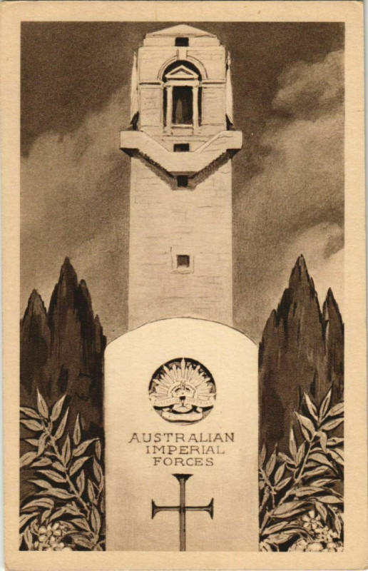 Carte postale ancienne Villers-Bretonneux Memorial Australia à Villers-Bretonneux