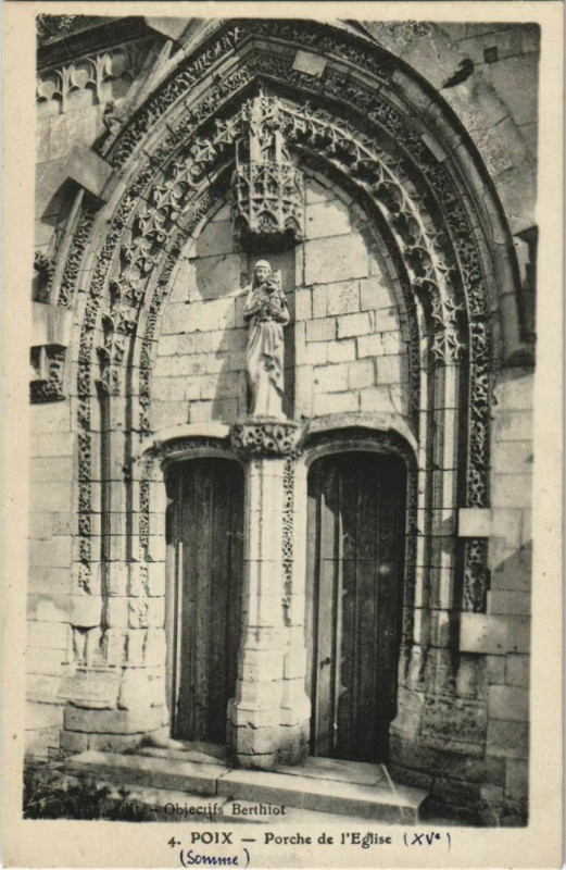 Carte postale ancienne Poix Porche de l'Eglise