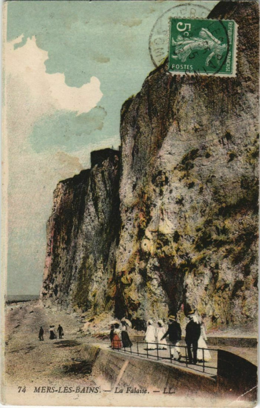 Carte postale ancienne Mers-les-Bains la falaise à Mers-les-Bains
