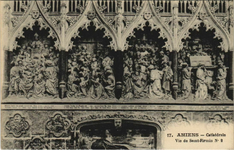 Carte postale ancienne La Cathédrale Amiens Vie de Saint-Firmin à Amiens