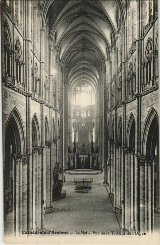 Carte postale ancienne La Cathédrale Amiens La Nef à Amiens