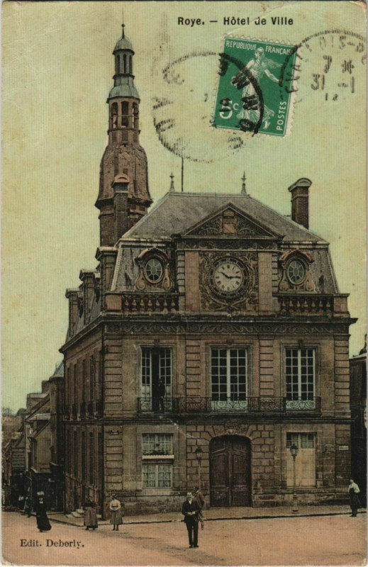 Carte postale ancienne Roye Hotel de Ville à Roye
