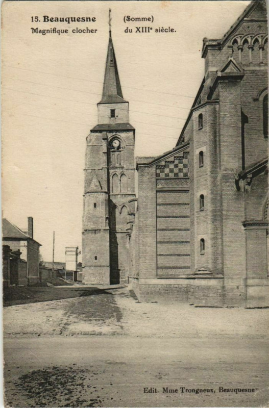 Carte postale ancienne Beauquesne Clocher à Beauquesne