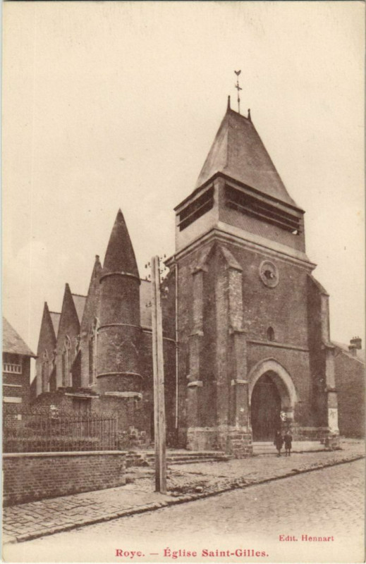 Carte postale ancienne Roye Eglise Saint-Gilles à Roye