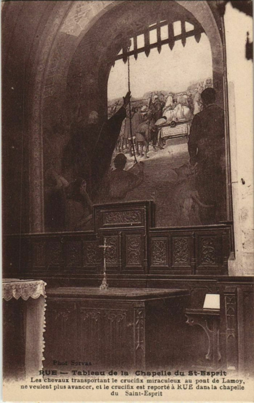 Carte postale ancienne Rue Tableau de la Chapelle Saint-Esprit à Rue