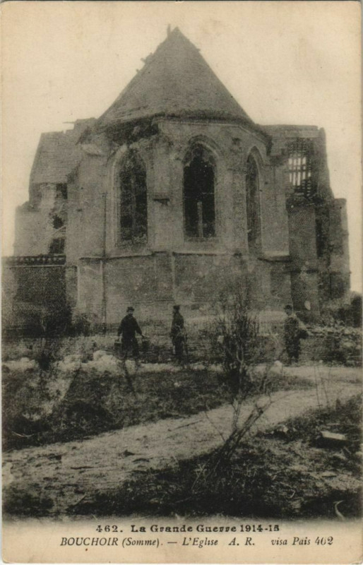 Carte postale ancienne Guerre Bouchoir Eglise à Bouchoir