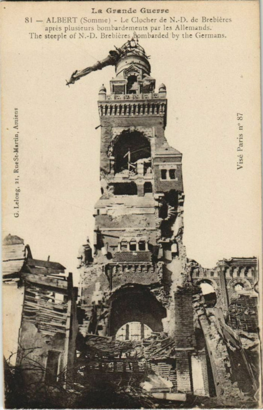 Carte postale ancienne Guerre Albert La Basilique à Albert