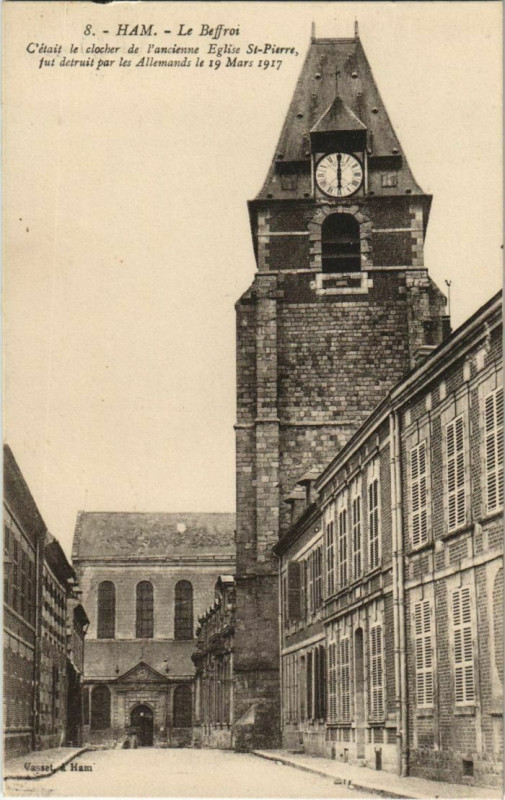 Carte postale ancienne Ham Le beffroi à Ham