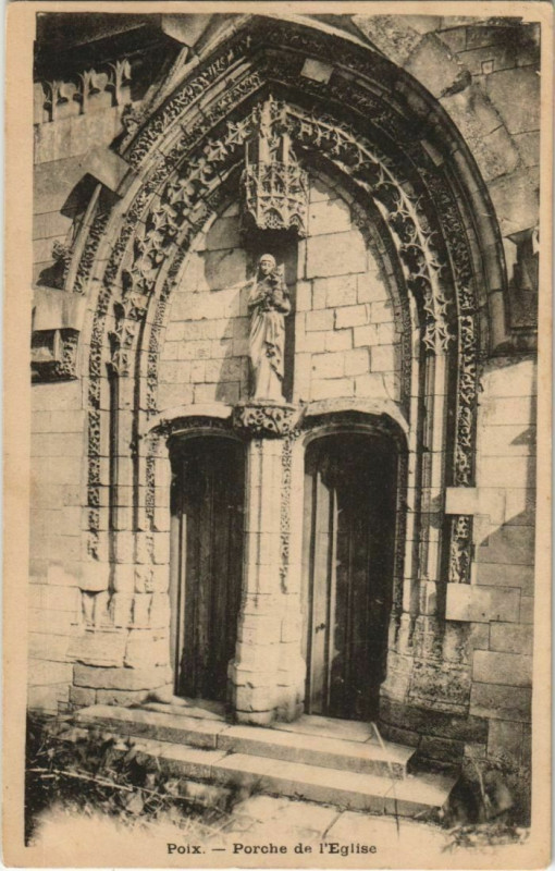 Carte postale ancienne Poix Porche de l'Eglise