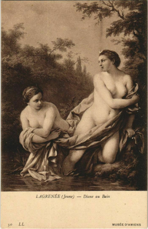 Carte postale ancienne Musée d'Amiens Lagrenee Diane au Bain à Amiens