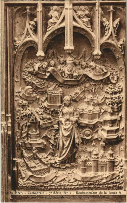 Carte postale ancienne La Cathédrale Amiens Stalles du Choeur Jouée à Amiens