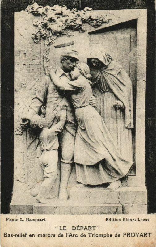 Carte postale ancienne Arc de Triomphe Proyart Le Départ à Proyart