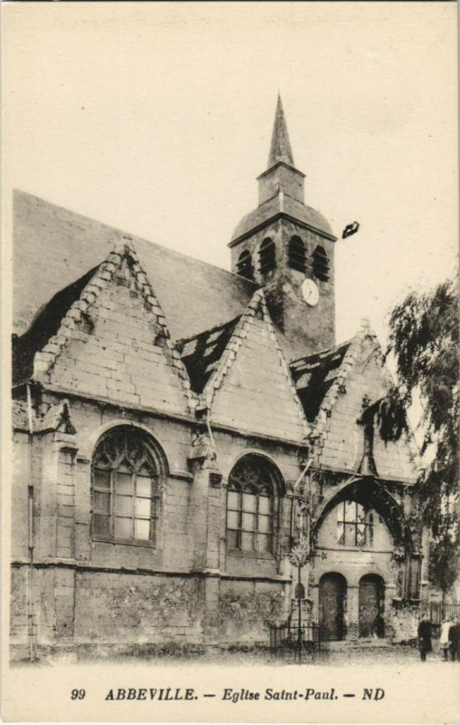 Carte postale ancienne Abbeville Eglise Saint-Paul à Abbeville