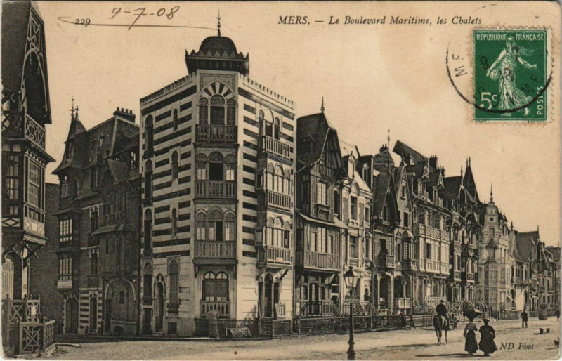 Carte postale ancienne Mers-les-Bains Le Boulevard Maritime à Mers-les-Bains