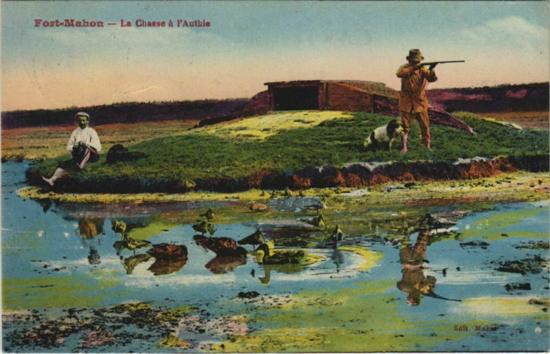 Carte postale ancienne Fort-Mahon La Chasse a l'Authie à Authie