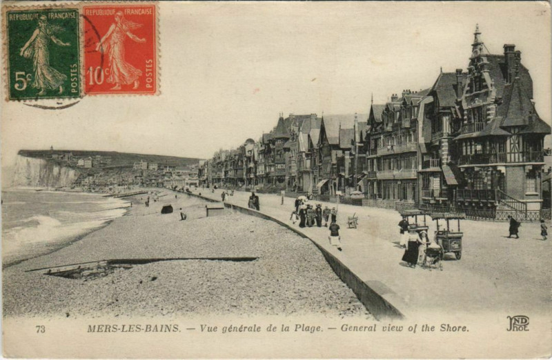 Carte postale ancienne Mers-les-Bains vue générale de la Plage à Mers-les-Bains