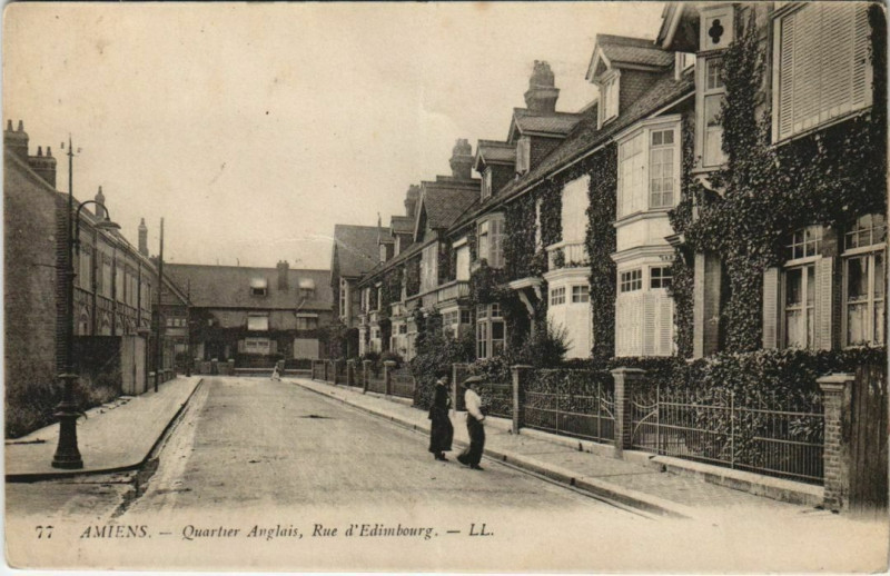Carte postale ancienne Amiens Quartier Anglais Rue d'edimbourg à Amiens