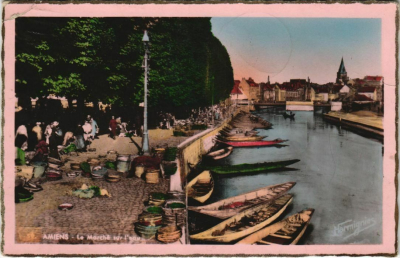 Carte postale ancienne Amiens Le Marché sur l'eau à Amiens