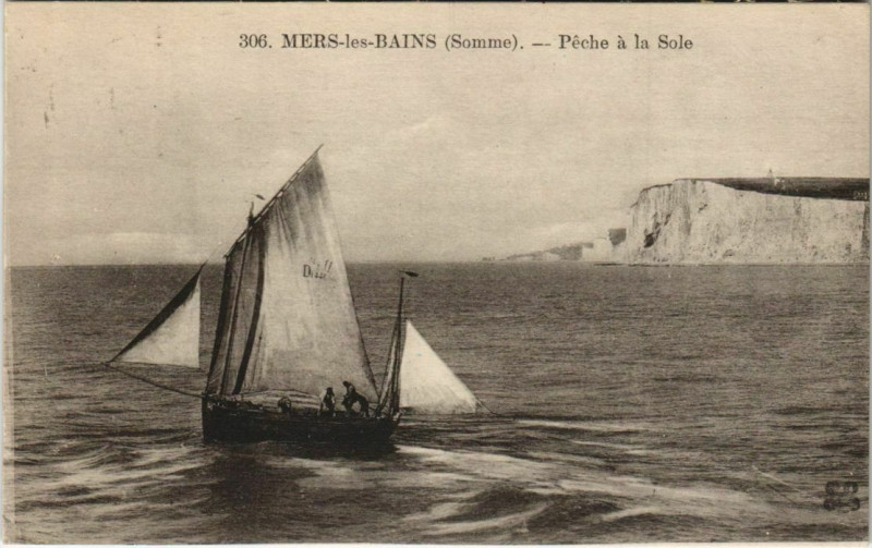 Carte postale ancienne Mers-les-Bains Peche a la Sole à Mers-les-Bains