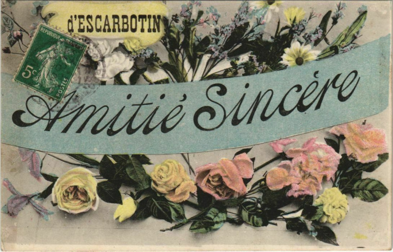 Carte postale ancienne Amitiés d'Escarbotin