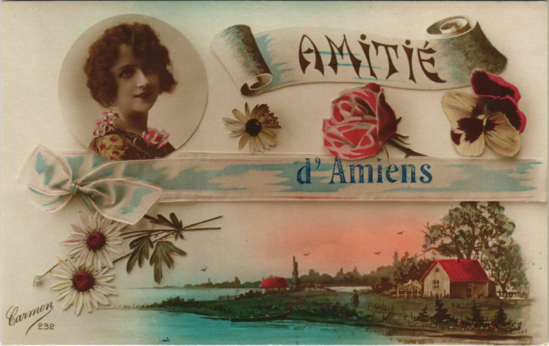 Carte postale ancienne Amitie d'Amiens à Amiens