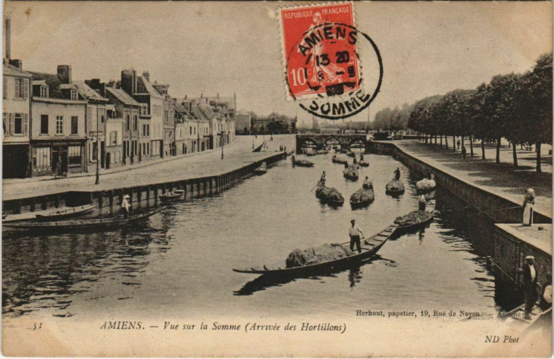 Carte postale ancienne Amiens - Vue sur la Somme à Amiens