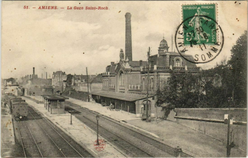 Carte postale ancienne Amiens - La Gare Saint-Roch à Amiens