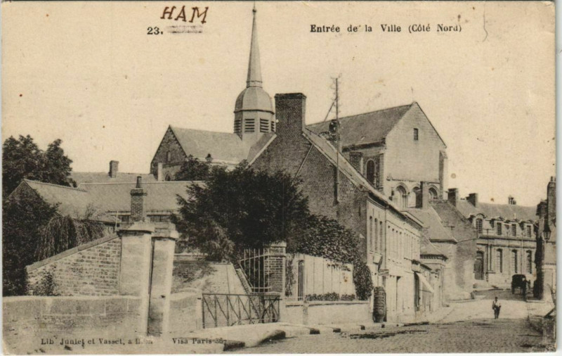 Carte postale ancienne Ham Entrée de la Ville à Ham