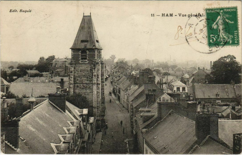 Carte postale ancienne Ham - Vue générale à Ham