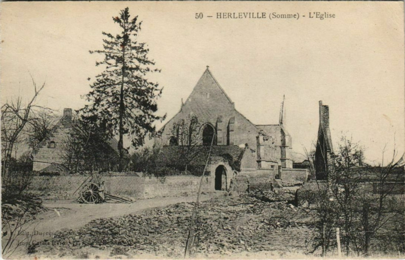 Carte postale ancienne Herleville - L'Eglise à Herleville