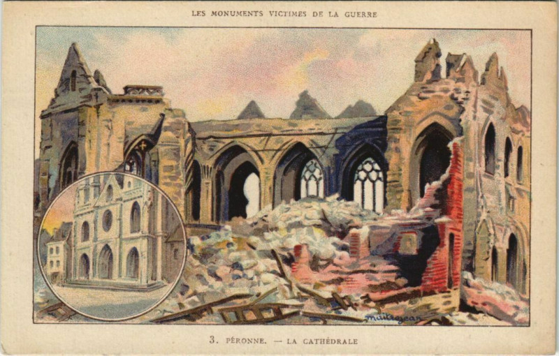 Carte postale ancienne Peronne - La Cathédrale à Péronne