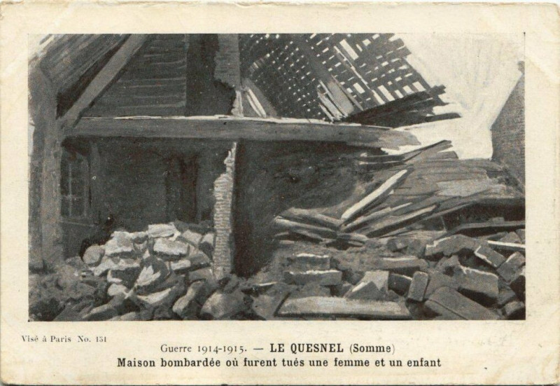 Carte postale ancienne Guerre 1914-1915 - Le Quesnel au Quesnel
