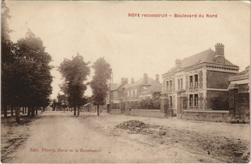 Carte postale ancienne Roye reconstruit - Boulevard du Nord à Roye