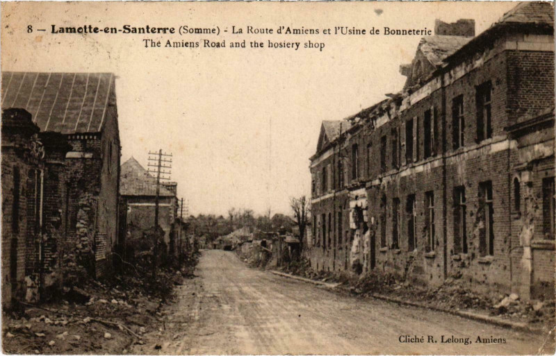 Carte postale ancienne Militaire - Lamotte-en-Santerre - La Route d'Amiens et à Amiens