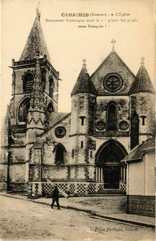 Carte postale ancienne Picardie Somme Gamaches L'Eglise à Gamaches