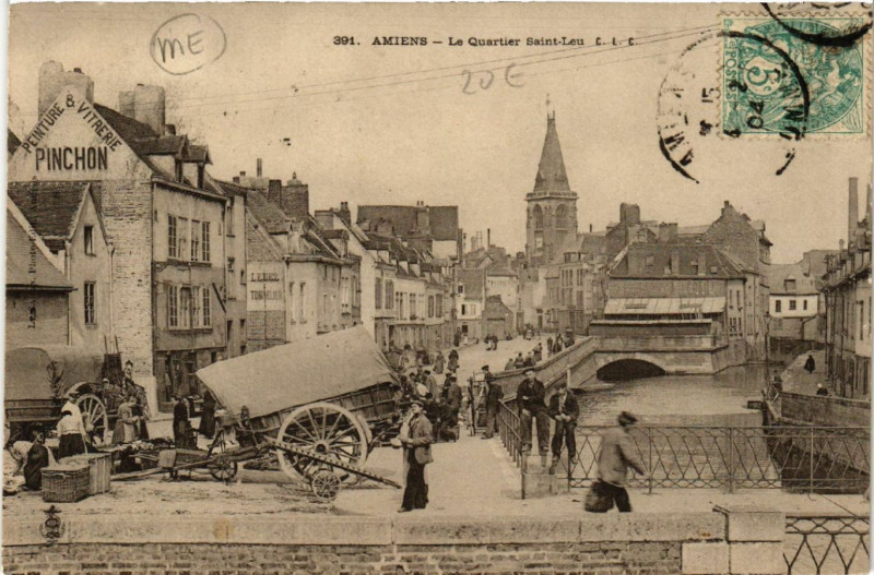 Carte postale ancienne Amiens - Le Quartier Saint-Leu à Amiens
