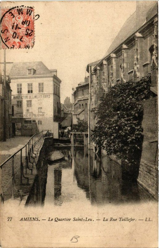 Carte postale ancienne Amiens - Le Quartier Saint-Leu - La Rue Taillefer à Amiens