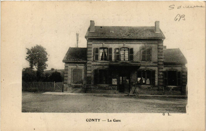 Carte postale ancienne Conty - La Gare à Conty