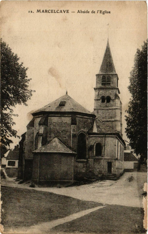 Carte postale ancienne Marcelcave - Abside de l'Eglise à Marcelcave