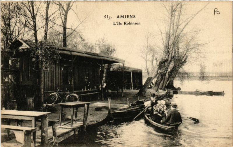Carte postale ancienne Amiens - L'Ile Robinson à Amiens